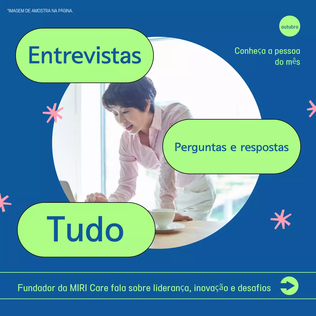 Promover uma entrevista moderna em azul e verde