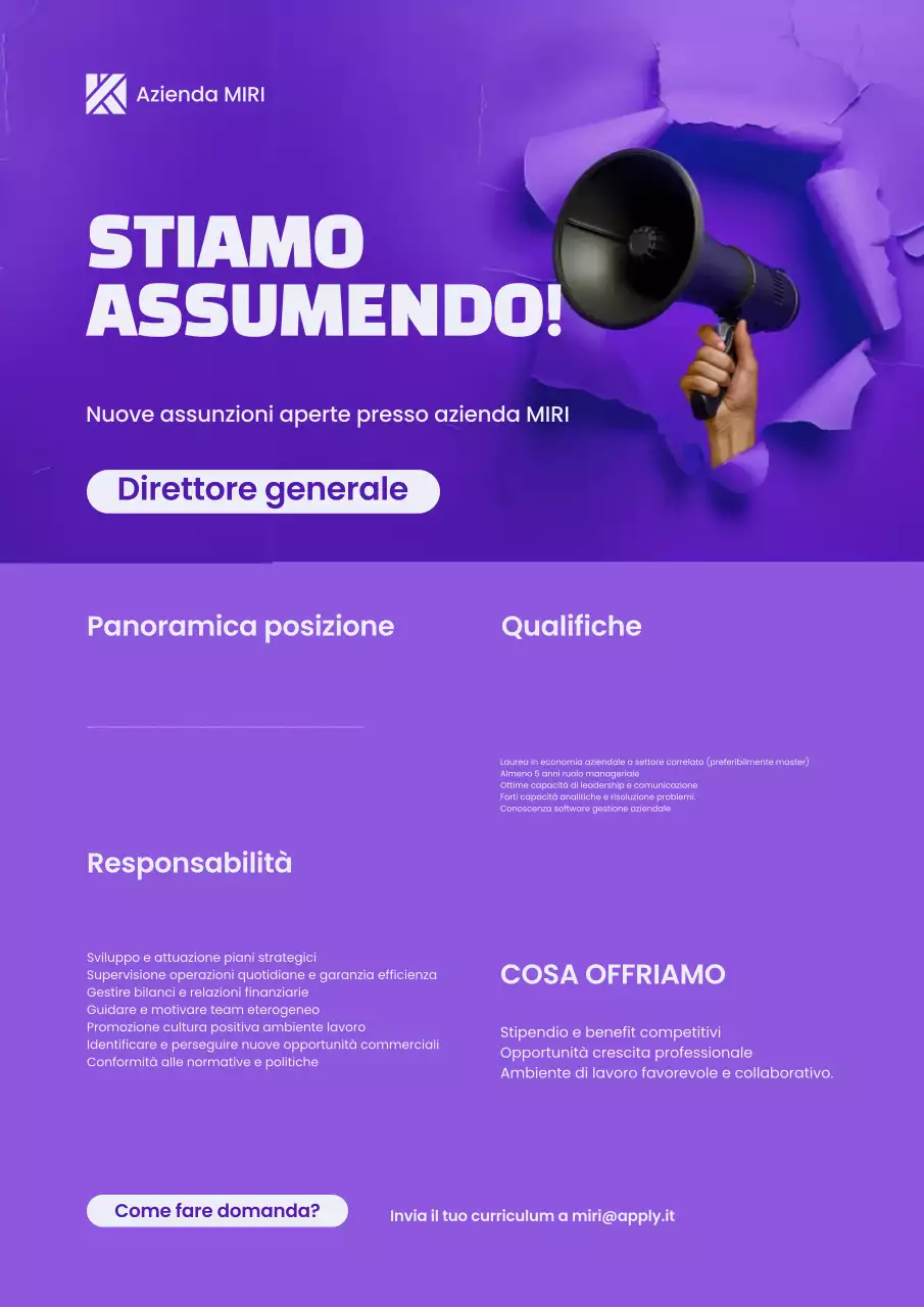 annuncio di reclutamento purple modern