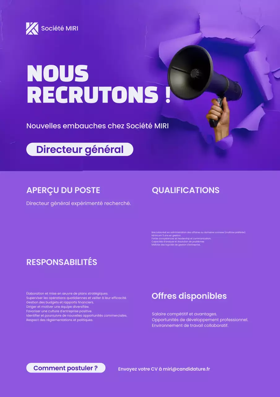 annonce de recrutement de purple modern