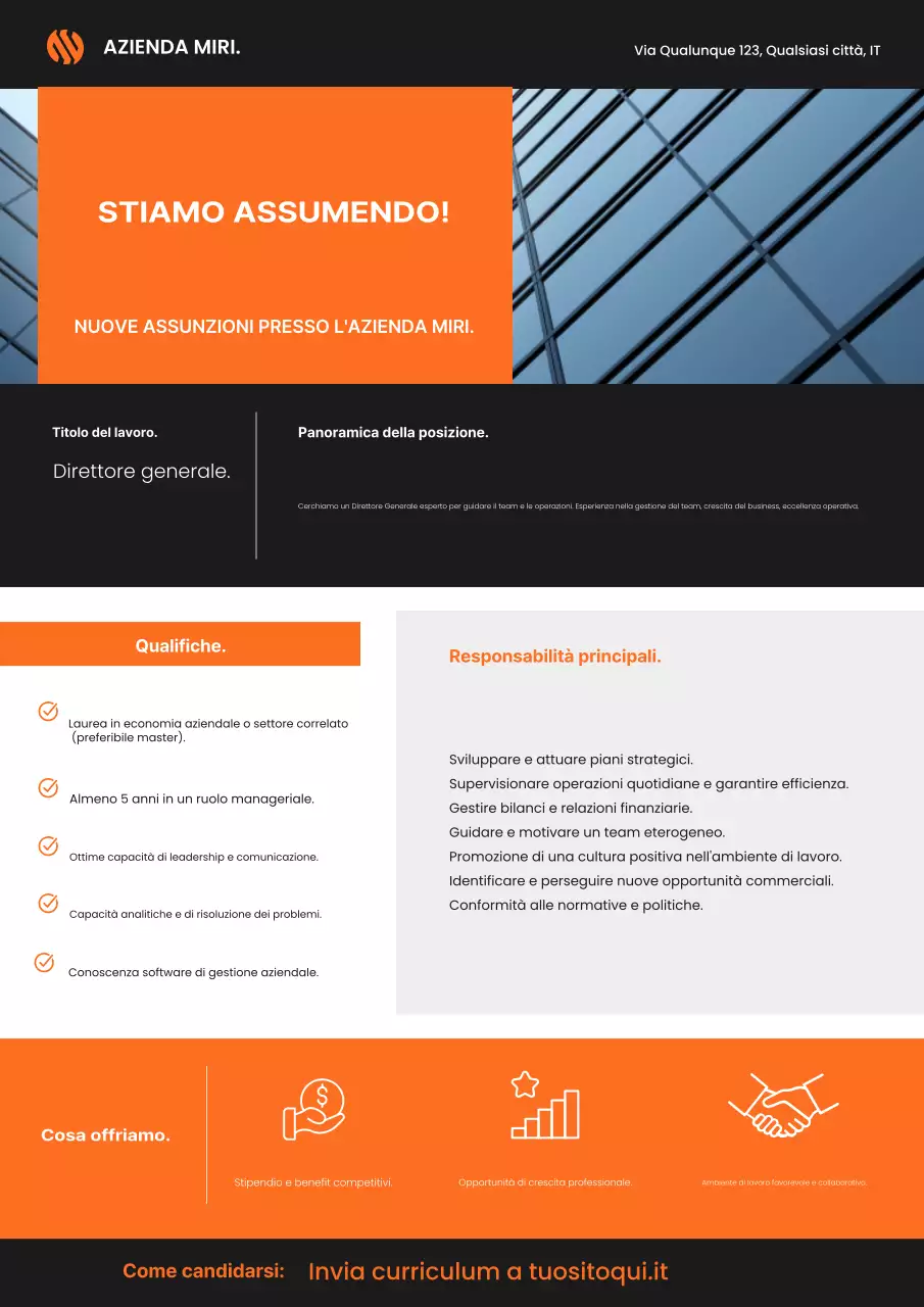 Annuncio di assunzione moderno arancione