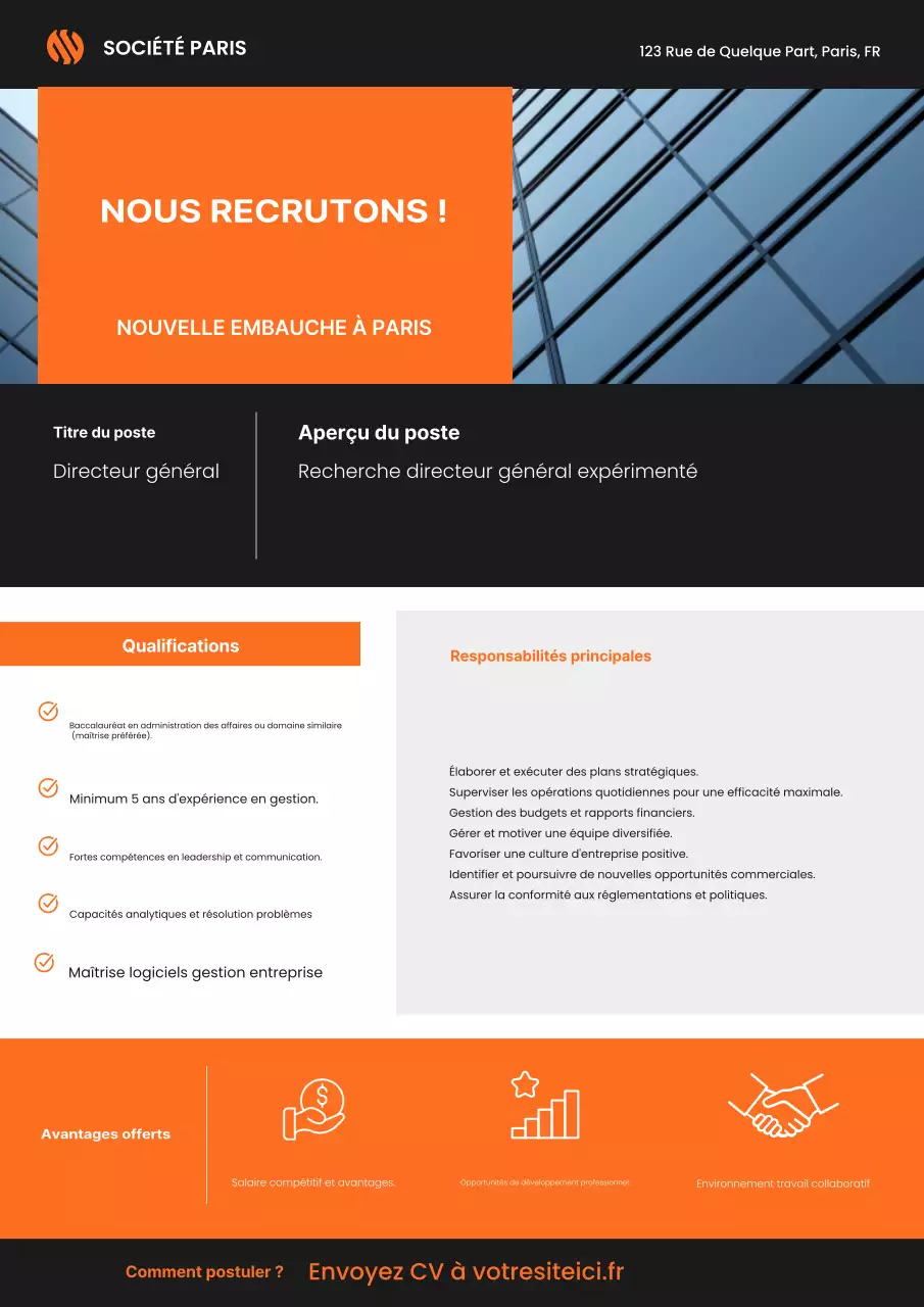 Annonce d'embauche moderne d'Orange