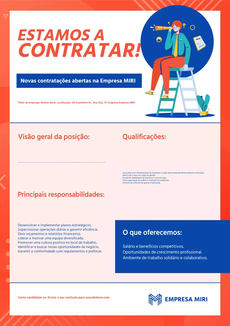 Anúncio de contratação moderno em laranja