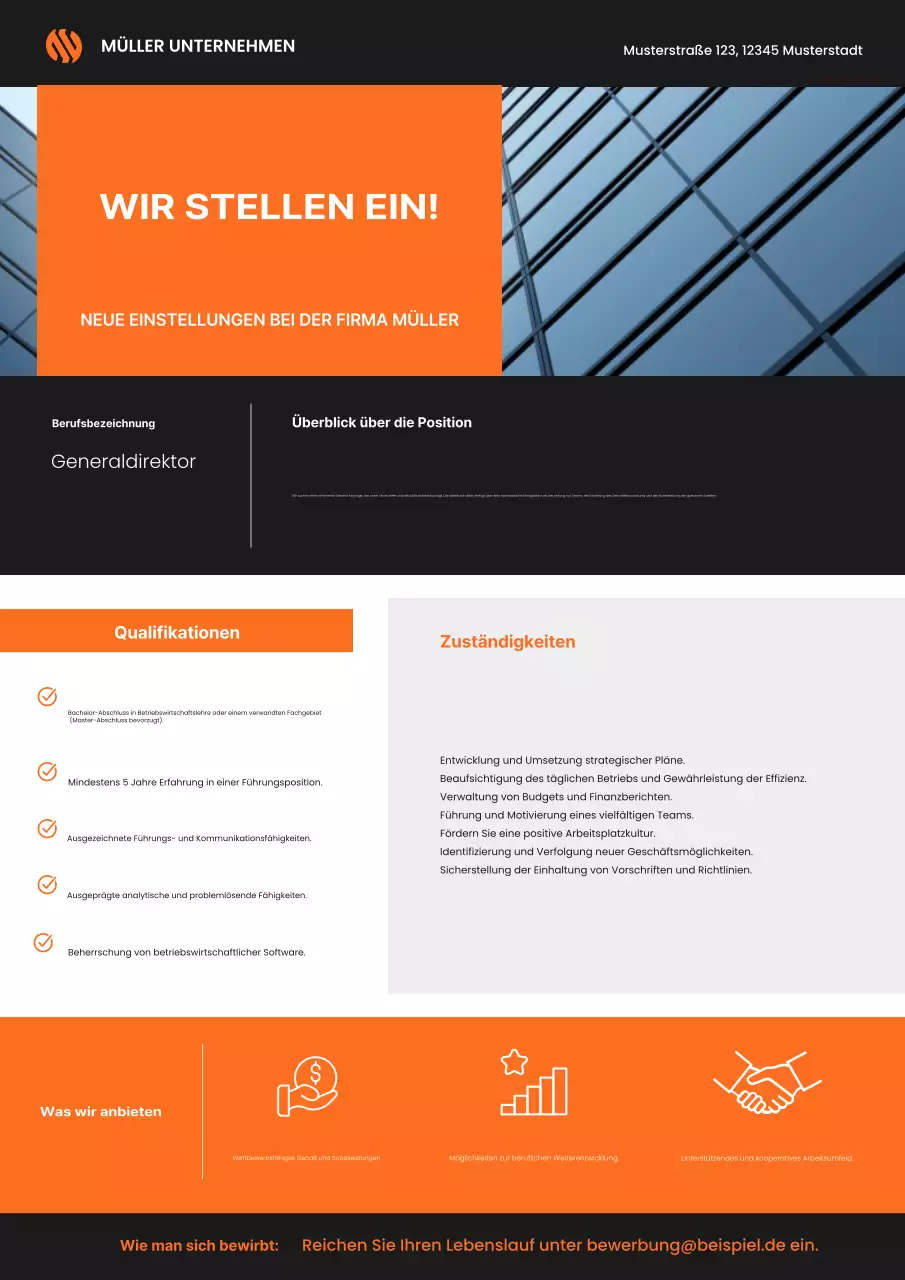 Orange moderne Einstellungsanzeige