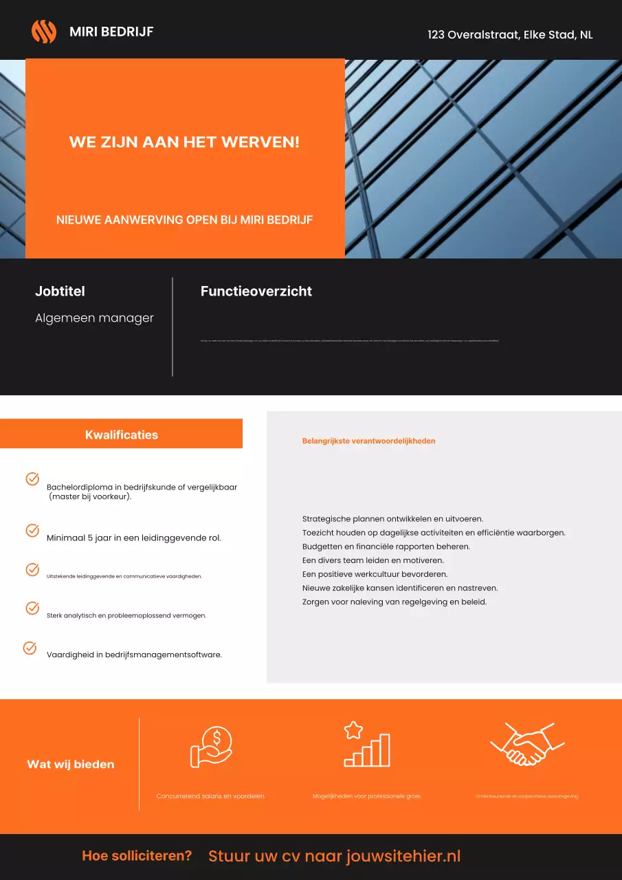 Oranje moderne personeelsadvertentie