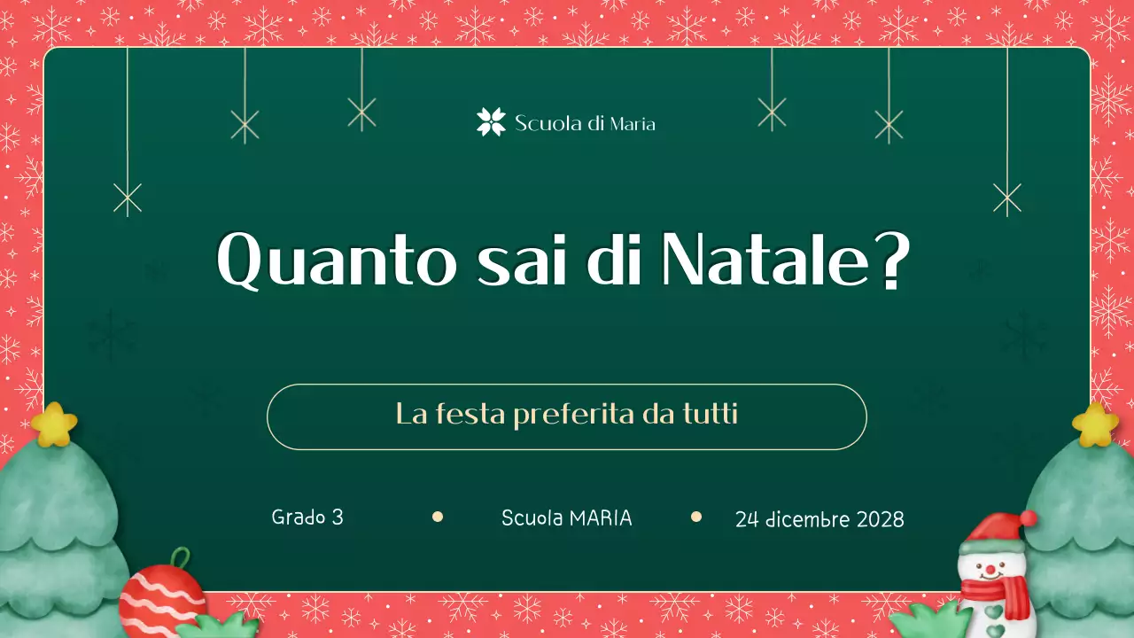 Materiale illustrativo verde e rosso Quanto conosci il Natale in classe