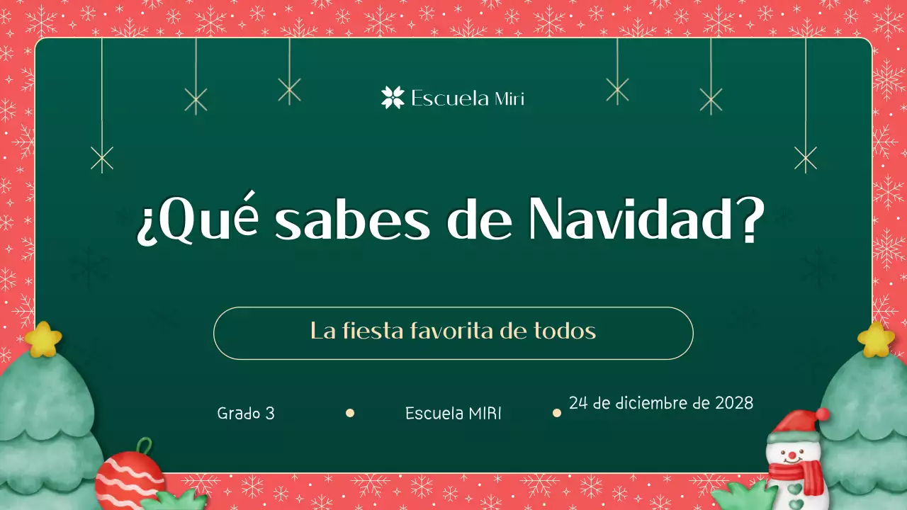 Material ilustrativo verde y rojo ¿Qué sabes de la Navidad?