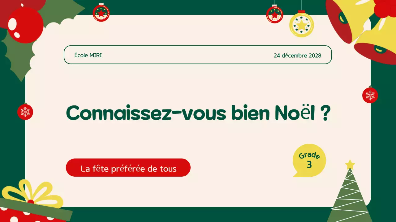 Illustration verte beige Présentation d'un événement festif pour les fêtes de fin d'année