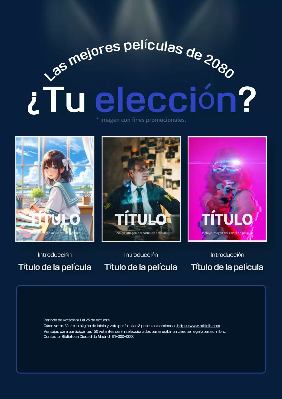 Promover el voto del cine moderno azul