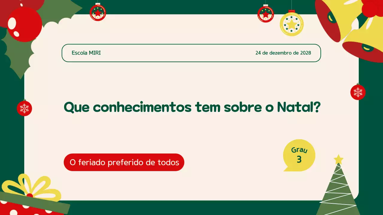 Verde Bege Ilustração Festiva Apresentação de evento de férias