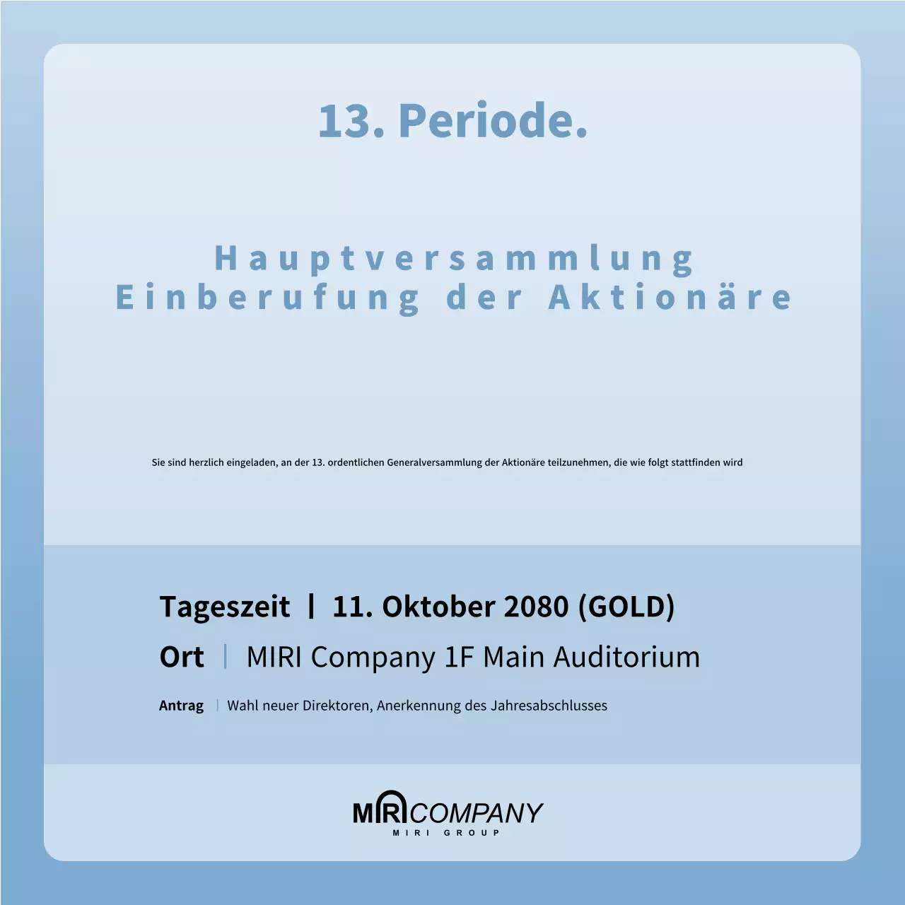 Hellblaue saubere Sitzungseinladung