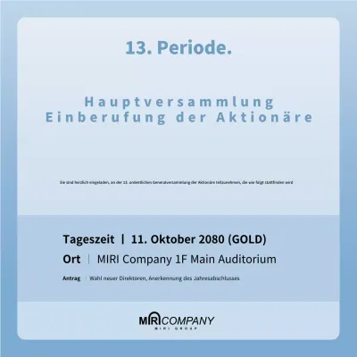 Hellblaue saubere Sitzungseinladung