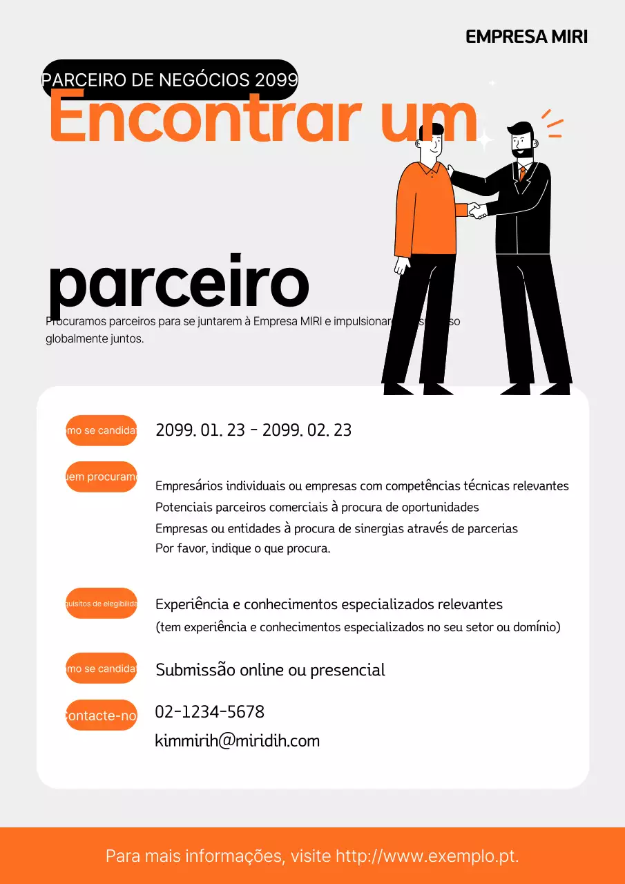 Folheto de recrutamento de empresas Orange Simple