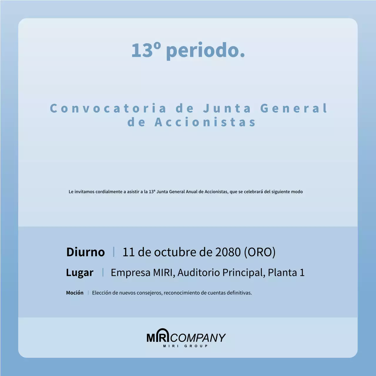 Invitación de reunión azul claro