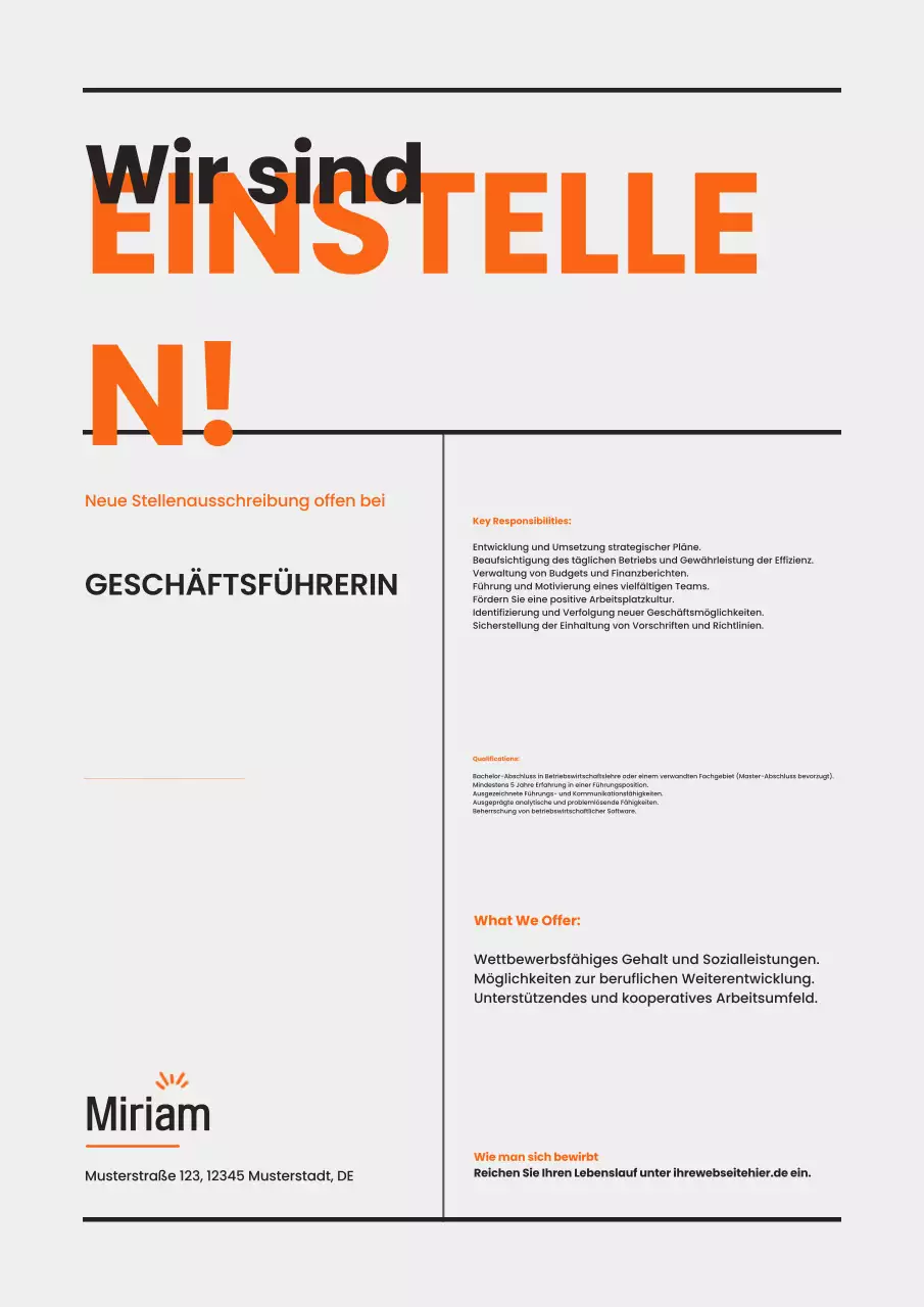 Orange Modern We Are Hiring Poster