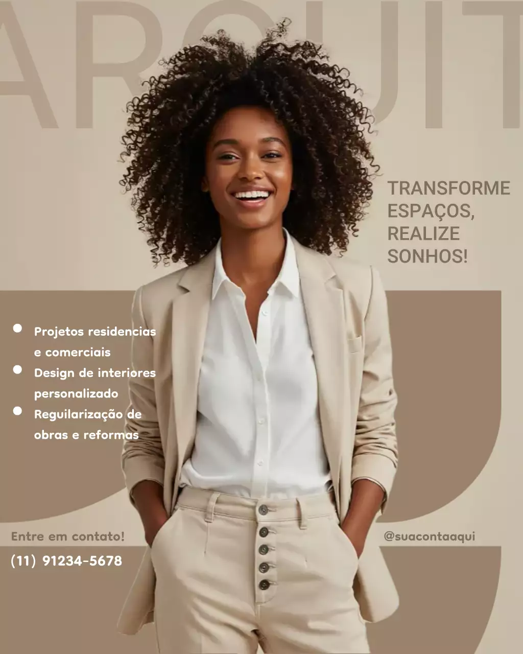 Publicação de serviço de arquitetura profissional bege no Instagram