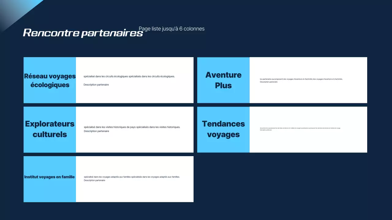 Proposition de voyage moderne en bleu