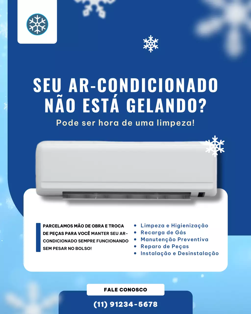promoção de ar condicionado moderno azul