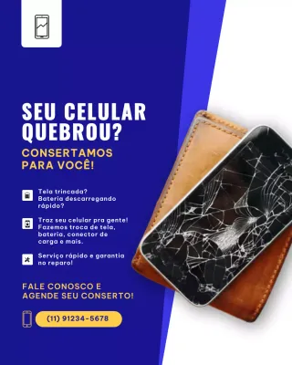 Postagem promocional do Instagram sobre conserto de telefones modernos da Blue