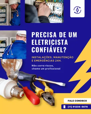 Postagem de promoção do serviço de eletricista moderno azul no Instagram