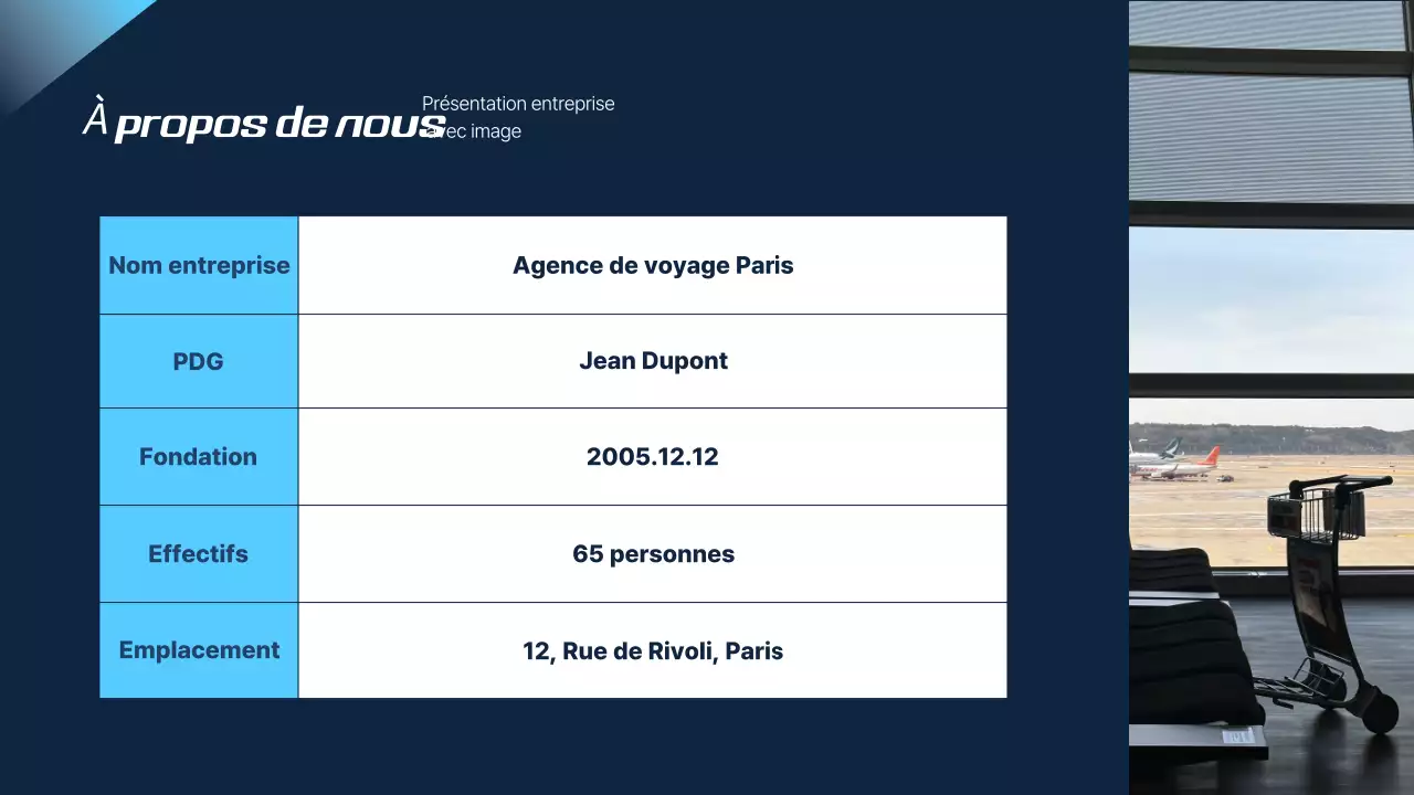 Proposition de voyage moderne en bleu