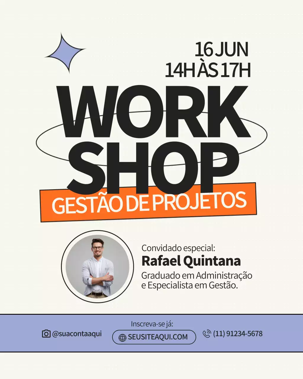 anúncio de oficina moderna laranja