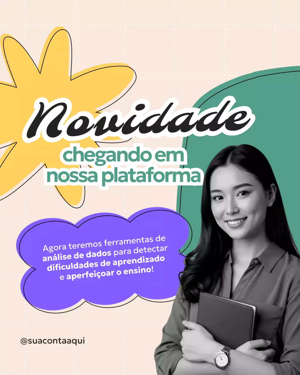 Publicação no Instagram sobre Educação Moderna em Amarelo