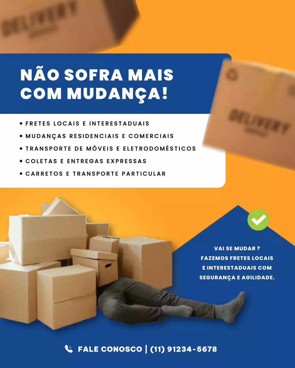 Publicação de anúncio móvel moderno em laranja no Instagram