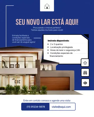 Postagem de promoção imobiliária moderna azul no Instagram