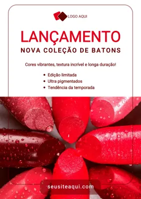Cartaz de anúncio de lançamento da Red Modern Cosmetics