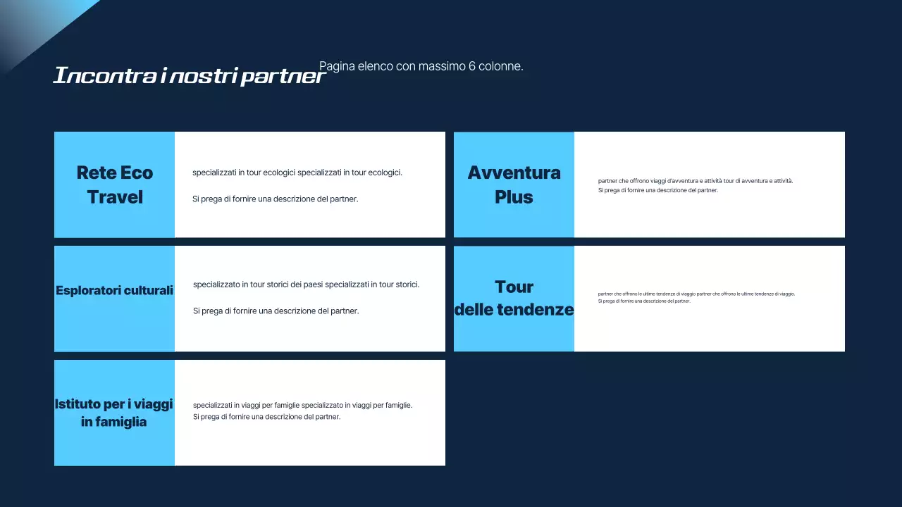 Proposta di viaggio moderno blu