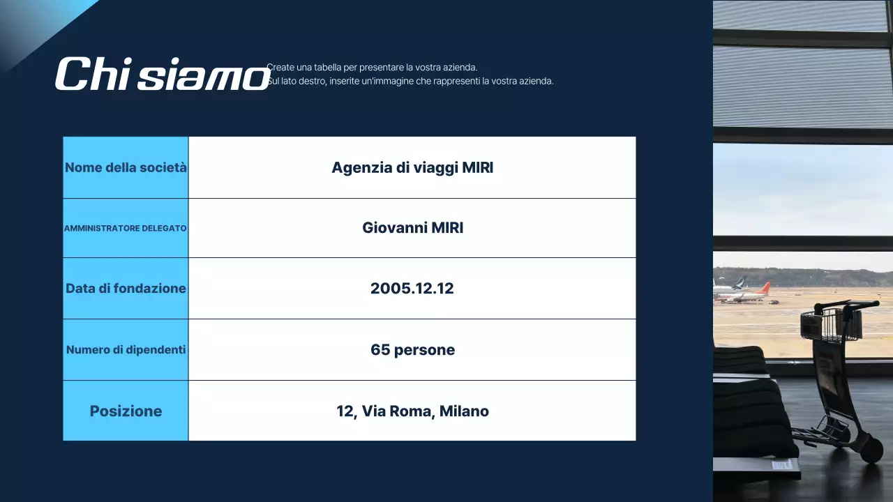 Proposta di viaggio moderno blu