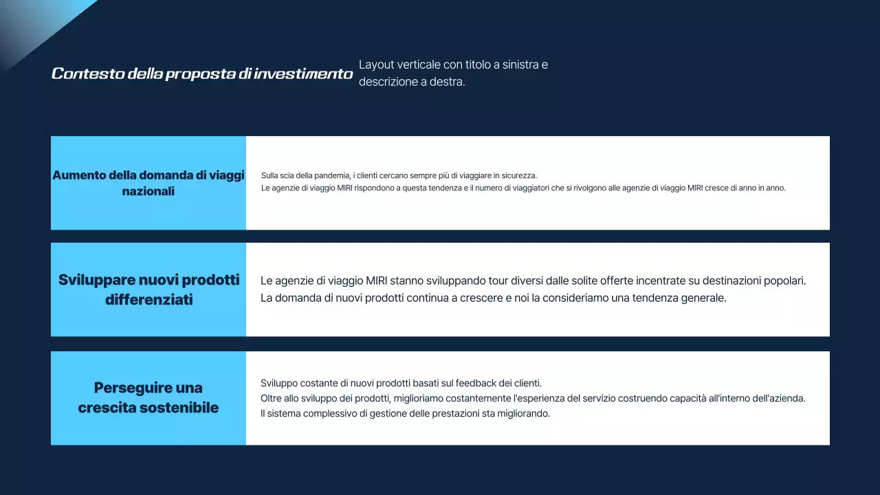 Proposta di viaggio moderno blu