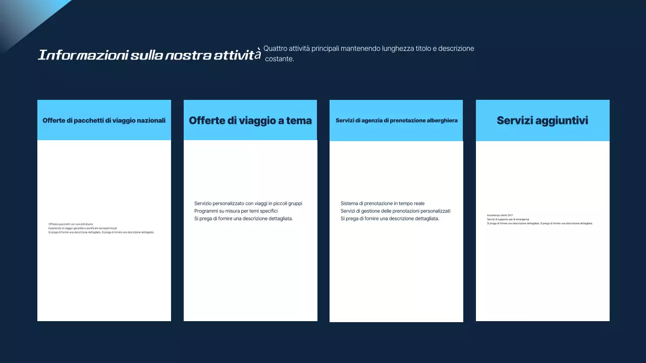 Proposta di viaggio moderno blu