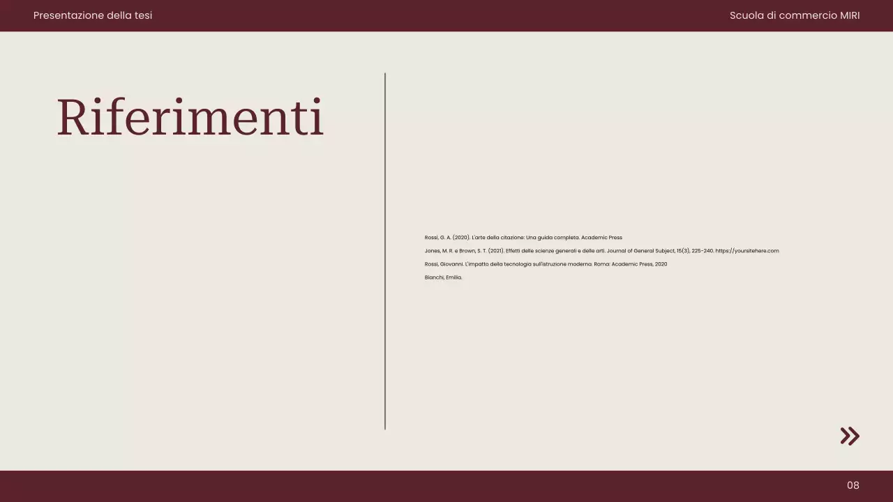 documento di tesi professionale maroon