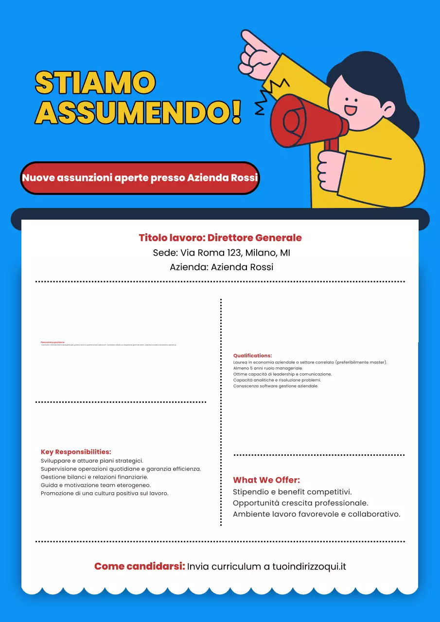 annuncio di reclutamento blue modern