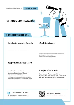 Ilustración azul suave Cartel de anuncio de contratación y reclutamiento profesional
