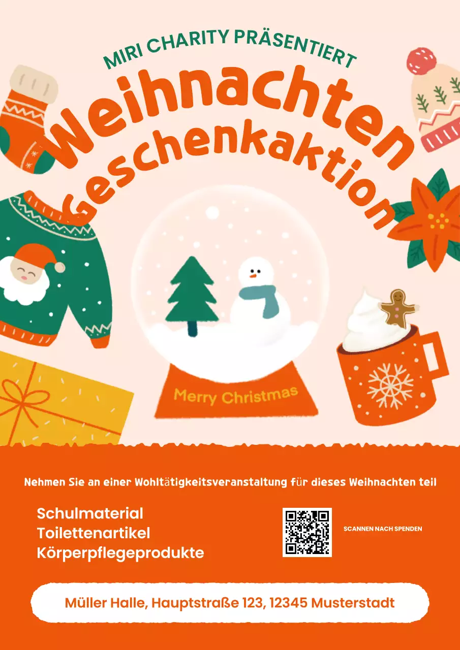 Warm Festliche Weihnachtsgeschenke Drive Charity Event Poster
