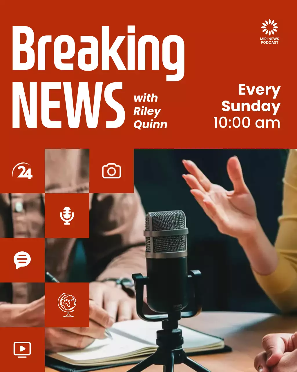 Orange and White News Briefing Podcast Instagram Post