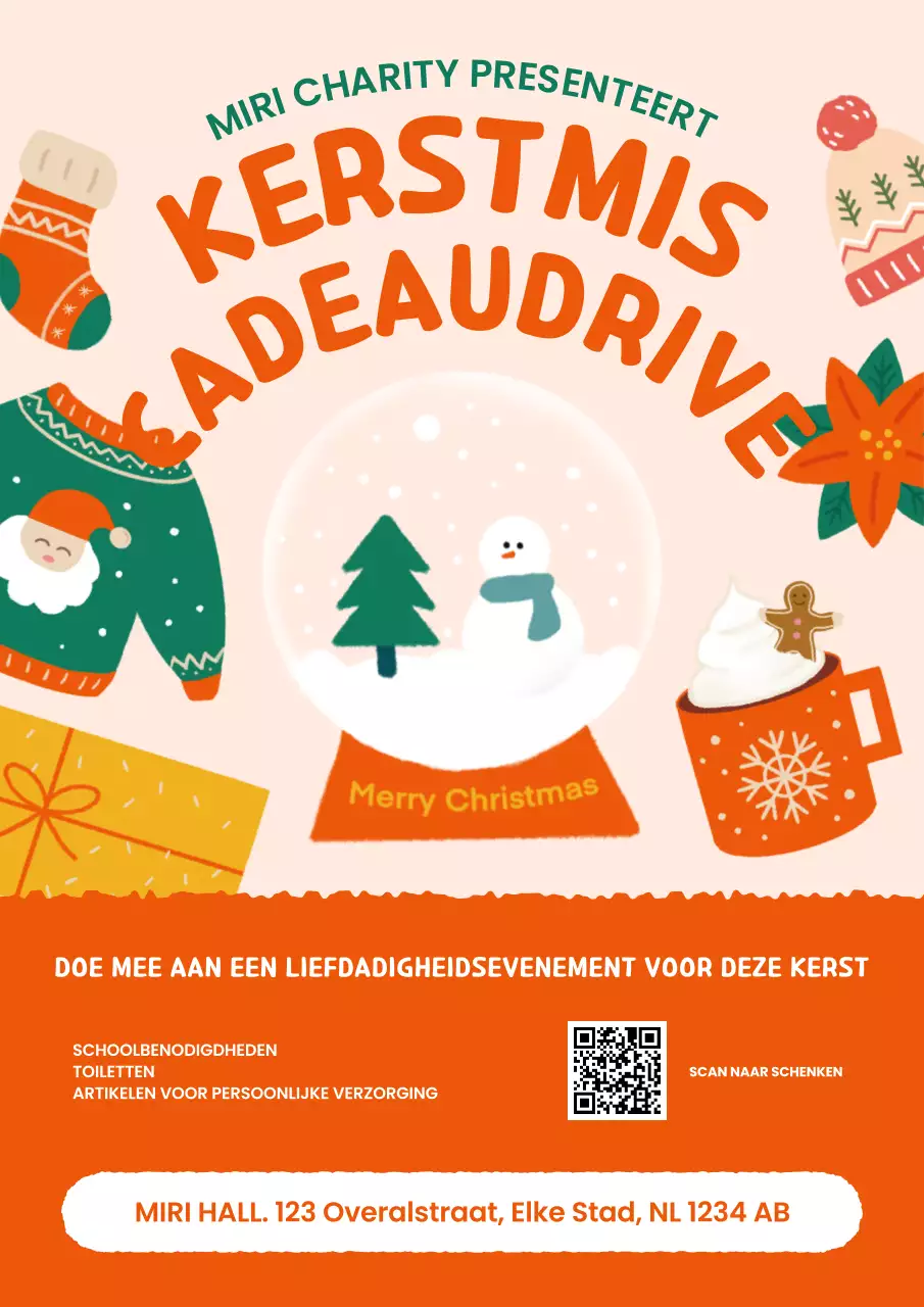 Warme Feestelijke Kerstcadeau Drive Liefdadigheidsevenement Poster