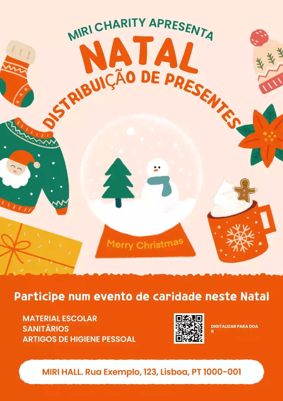 Cartaz do evento de beneficência "Warm Festive Christmas Gift Drive