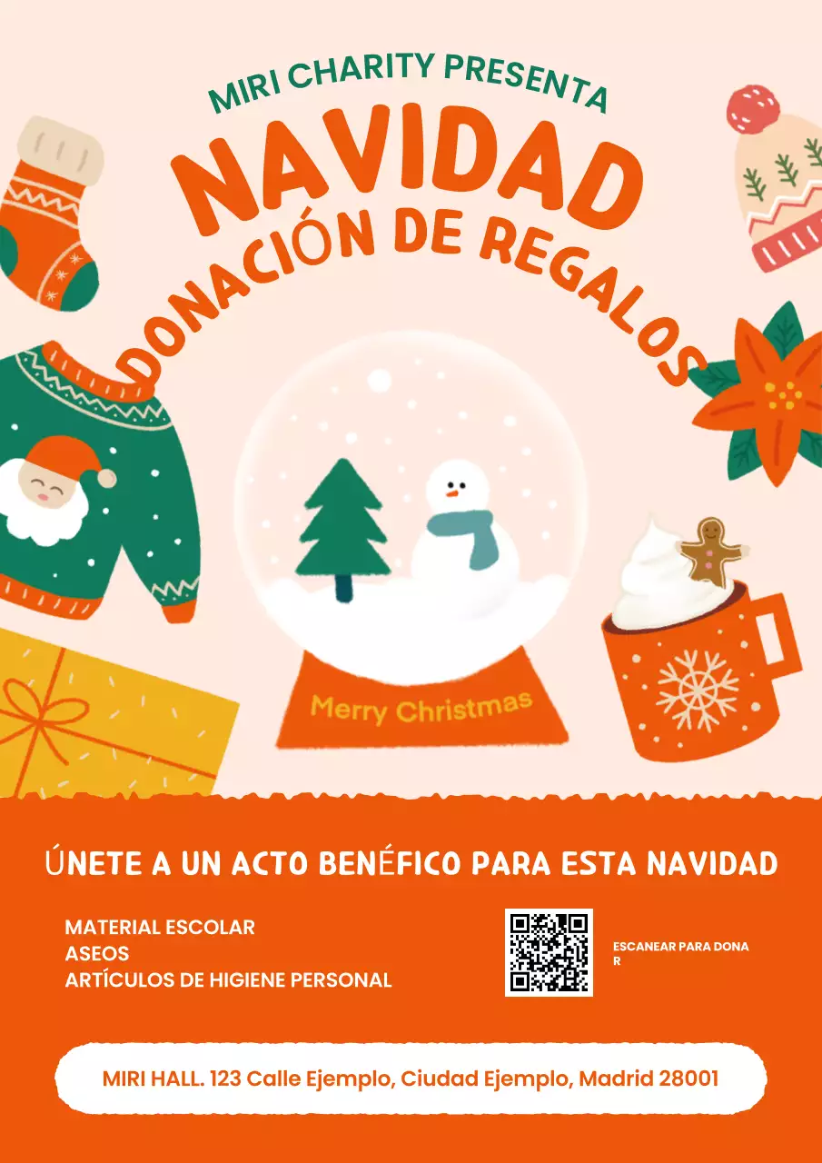Cartel benéfico de la campaña de recogida de regalos de Navidad