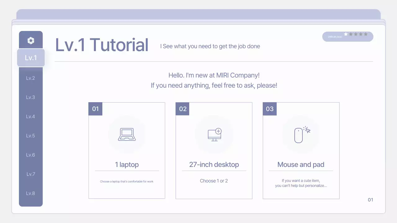 Clean, mauve new hire training materials