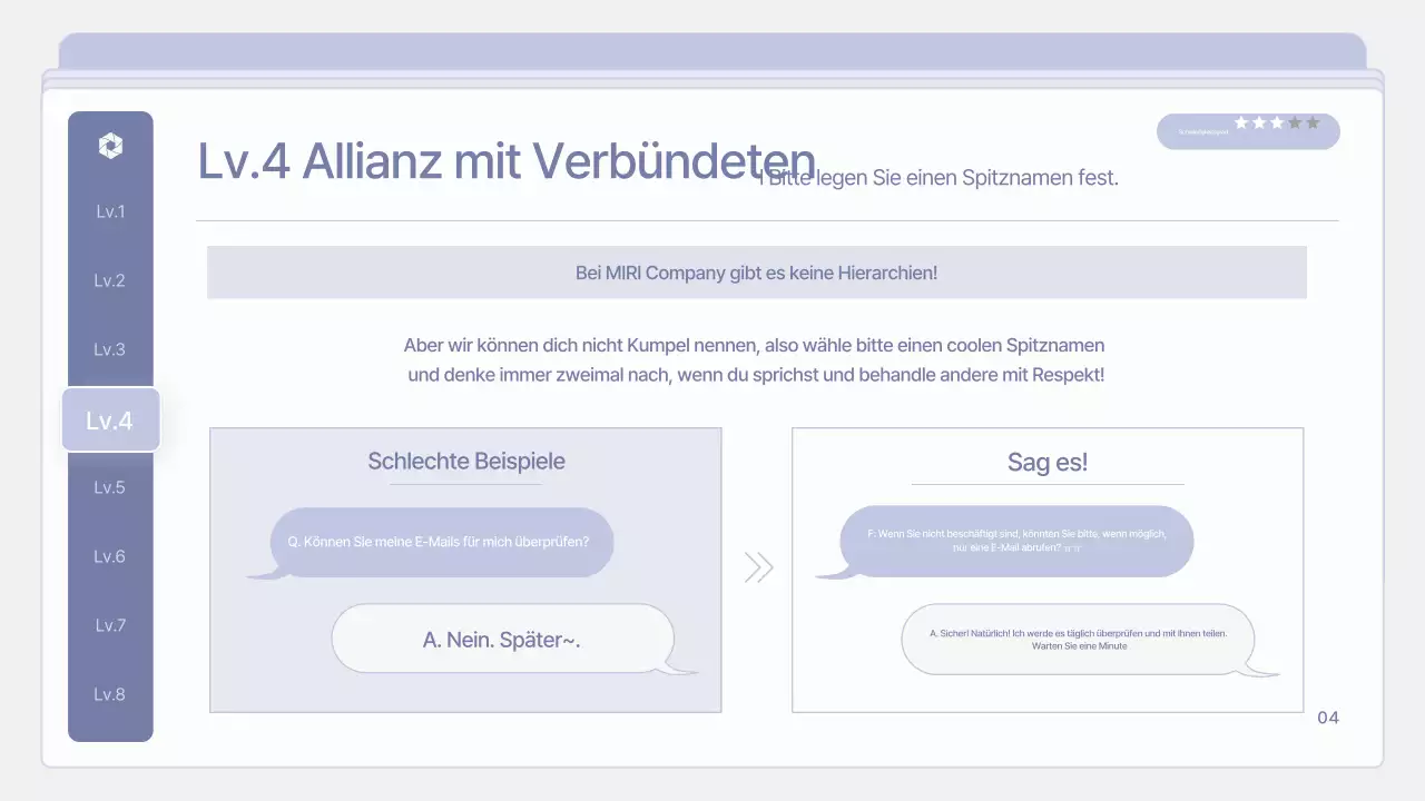 Saubere, lilafarbene Schulungsunterlagen für neue Mitarbeiter