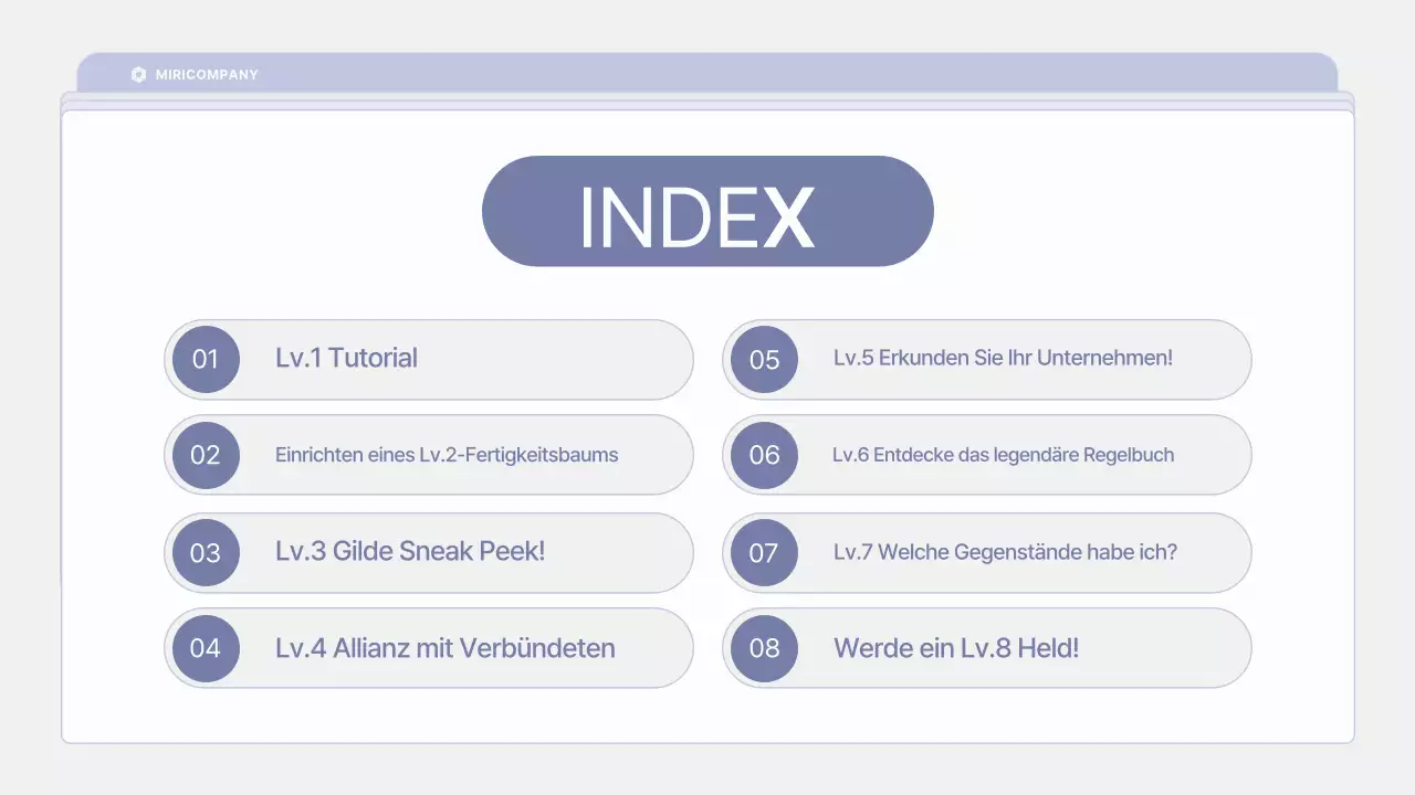 Saubere, lilafarbene Schulungsunterlagen für neue Mitarbeiter