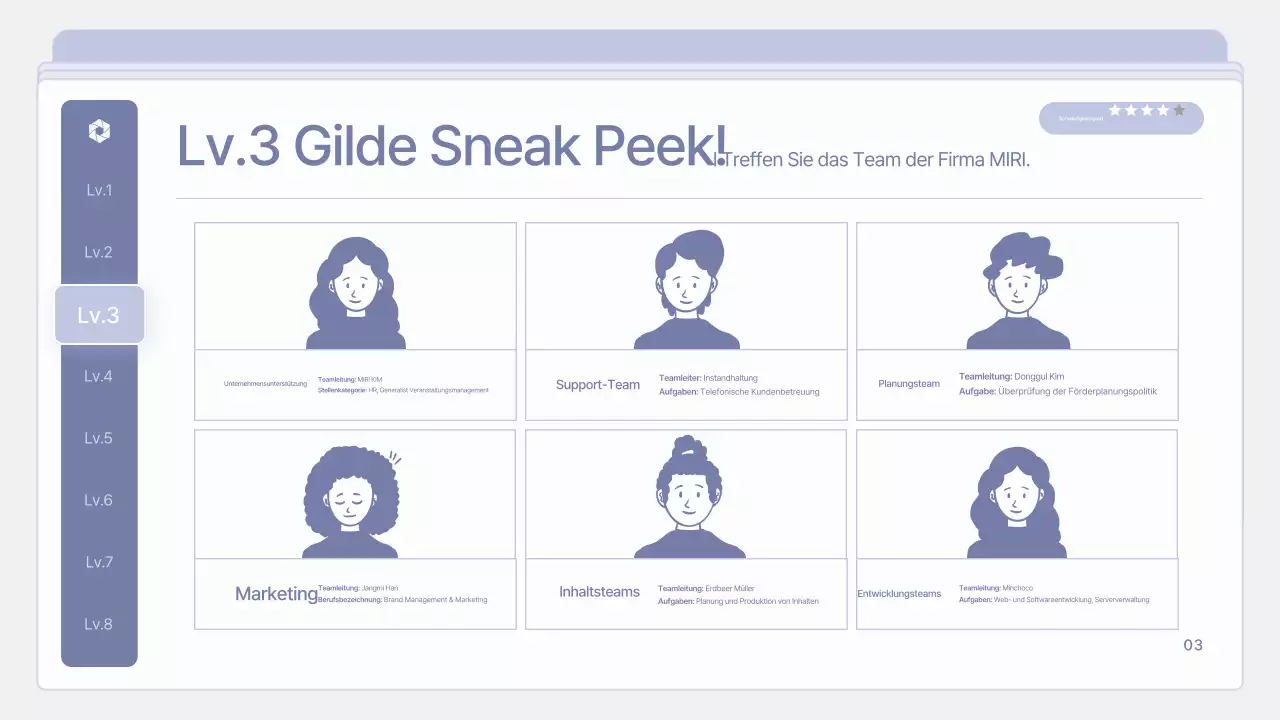 Saubere, lilafarbene Schulungsunterlagen für neue Mitarbeiter