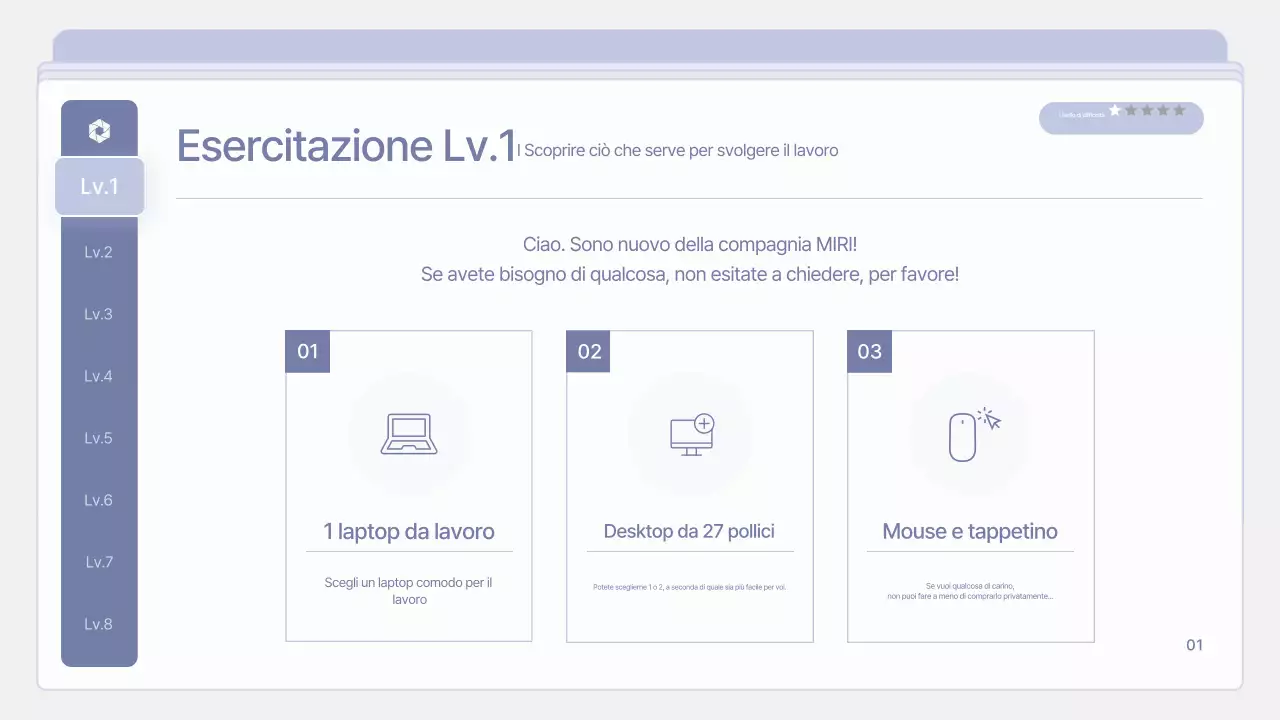 Materiale di formazione per neoassunti pulito e color malva