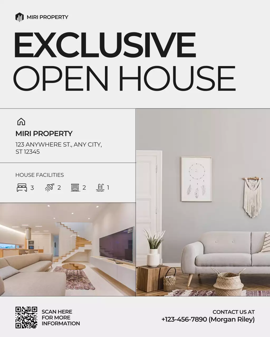 Grey and Black Open House Instagram Post