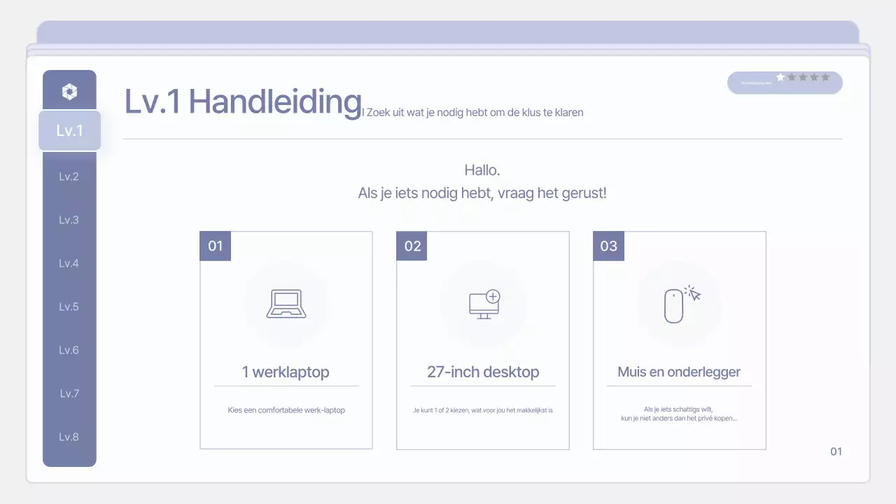 Schoon, mauve trainingsmateriaal voor nieuwe werknemers