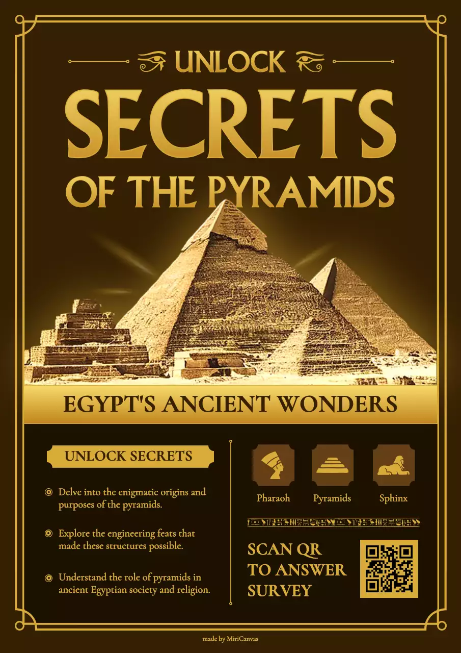 Gold Vintage Pyramids Survey Notice Poster