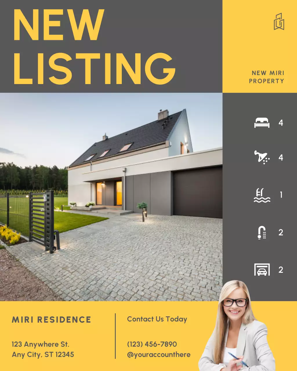 Black and White Property Listing Instagram Post